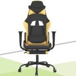 Scaun Gaming cu Masaj și Supor picioare, din piele ECO – vidaXL Black&Yellow – Confort & Relaxare review