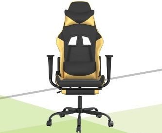 Scaun Gaming cu Masaj și Supor picioare, din piele ECO – vidaXL Black&Yellow – Confort & Relaxare review