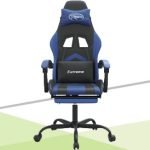 scaun gaming cu suport picioare din piele eco vidaXL negru albastru review