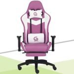 scaun gaming mov cu masaj si suport picioare genator v5